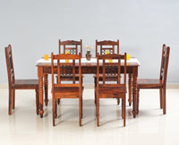 Sweden 6 Seater Dining Set With 6 Chairs - Furniselan - Maple-Finish