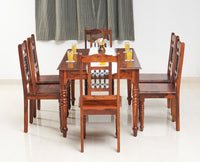 Sweden 6 Seater Dining Set With 6 Chairs - Furniselan - Maple-Finish