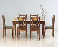 Sweden 6 Seater Dining Set With 6 Chairs - Furniselan - Teak-Finish