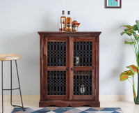 Sweden Sheesham Wood Bar Cabinet - Furniselan - Grey-Finish