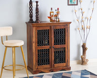 Sweden Sheesham Wood Bar Cabinet - Furniselan - Teak-Finish