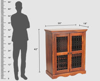 Sweden Sheesham Wood Bar Cabinet - Furniselan - Maple-Finish