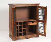 Sweden Sheesham Wood Bar Cabinet - Furniselan - Teak-Finish