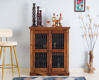 Sweden Sheesham Wood Bar Cabinet - Furniselan - Teak-Finish