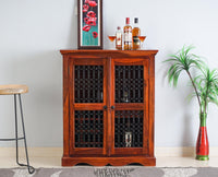 Sweden Sheesham Wood Bar Cabinet - Furniselan - Maple-Finish