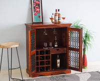 Sweden Sheesham Wood Bar Cabinet - Furniselan - Maple-Finish