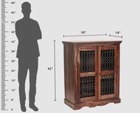 Sweden Sheesham Wood Bar Cabinet - Furniselan - Grey-Finish