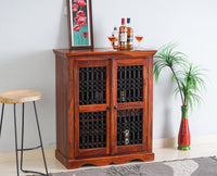 Sweden Sheesham Wood Bar Cabinet - Furniselan - Maple-Finish