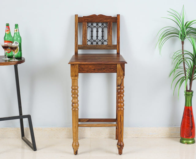Sweden Sheesham Wood Bar Chair - Furniselan - Teak-Finish