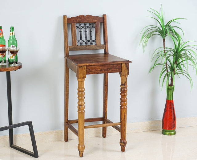 Sweden Sheesham Wood Bar Chair - Furniselan - Teak-Finish