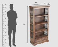Sweden Sheesham Wood Open Bookshelve - Bookshelf - Furniselan - Grey-Finish