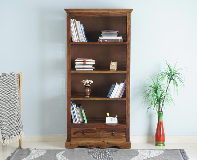 Sweden Sheesham Wood Open Bookshelve - Bookshelf - Furniselan - Teak-Finish