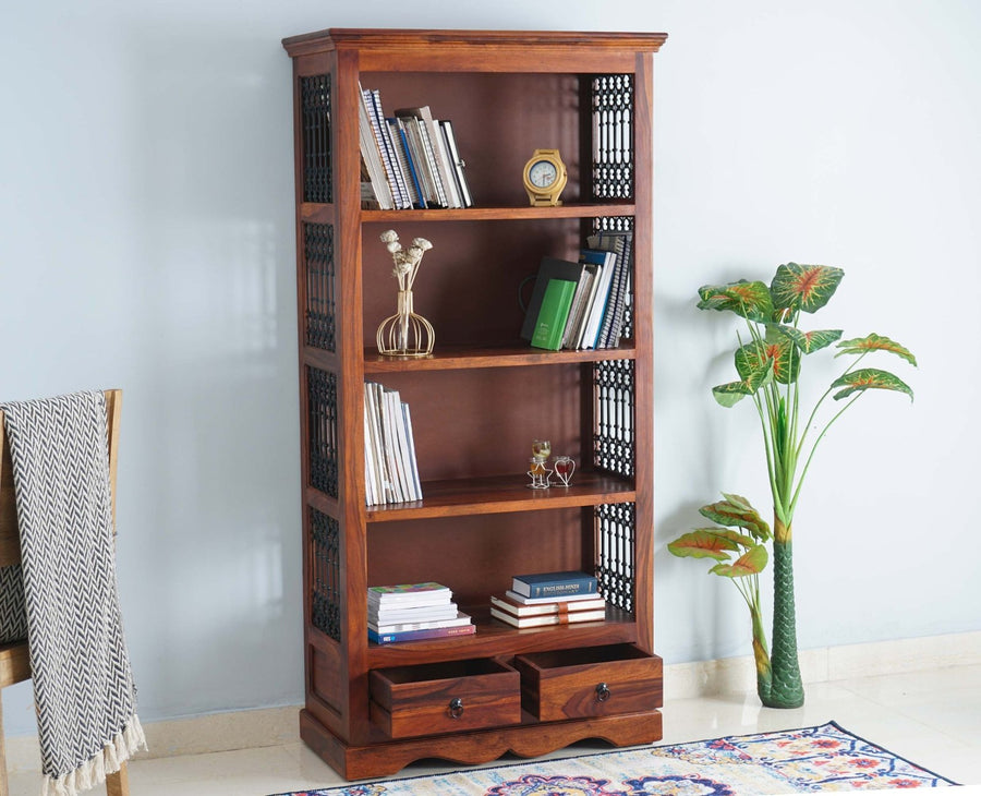 Sweden Sheesham Wood Open Bookshelve - Bookshelf - Furniselan -   Maple-Finish