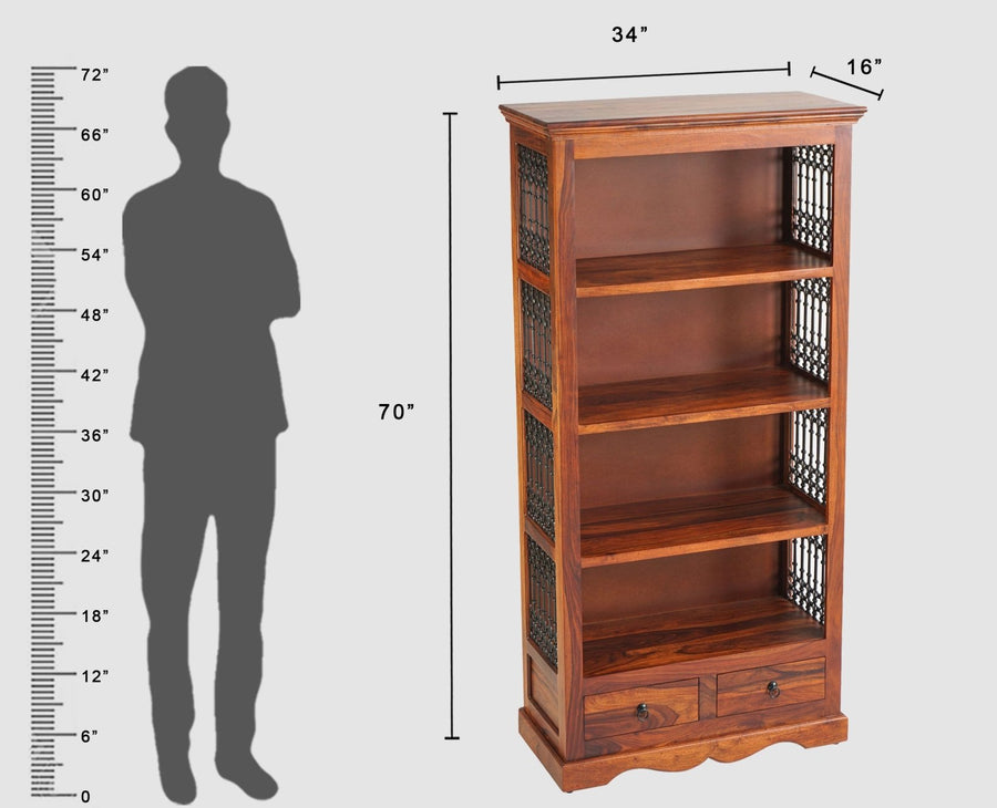 Sweden Sheesham Wood Open Bookshelve - Bookshelf - Furniselan -   Maple-Finish