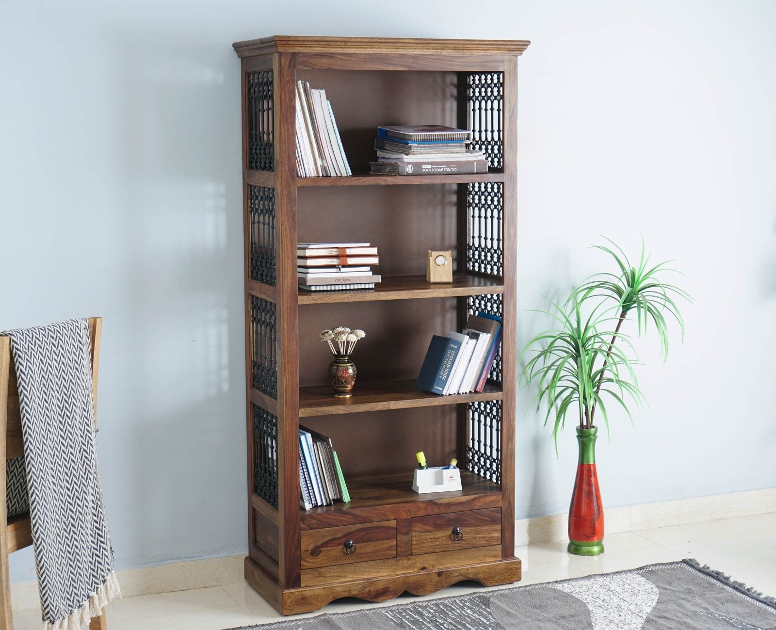 Sweden Sheesham Wood Open Bookshelve - Bookshelf - Furniselan - Teak-Finish