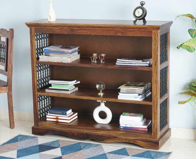 Sweden Sheesham Wood Open Bookshelve - Furniselan - Teak-Finish