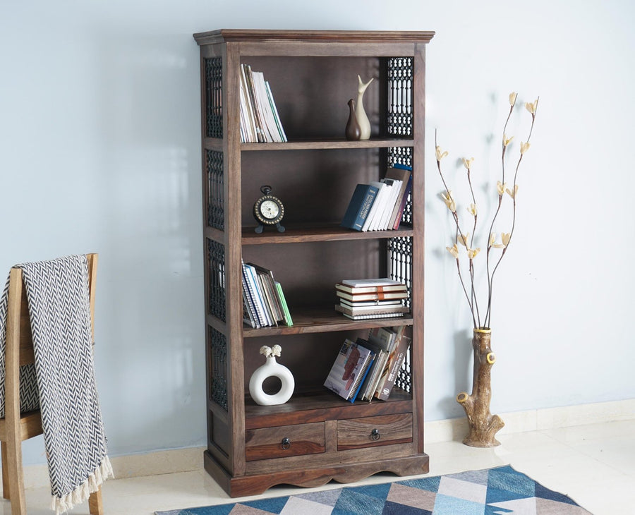 Sweden Sheesham Wood Open Bookshelve - Bookshelf - Furniselan - Grey-Finish