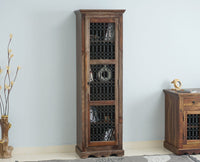 Sweden Sheesham Wood Single Door Book Case - Furniselan -  Grey-Finish