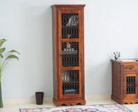 Sweden Sheesham Wood Single Door Book Case - Furniselan - Maple-Finish