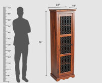 Sweden Sheesham Wood Single Door Book Case - Furniselan - Maple-Finish
