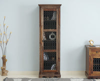Sweden Sheesham Wood Single Door Book Case - Furniselan -  Grey-Finish
