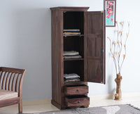 Sweden Sheesham Wood Single Doors Wardrobe - Furniselan - Grey-Finish