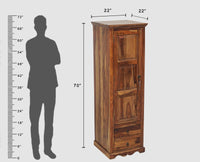 Sweden Sheesham Wood Single Doors Wardrobe - Furniselan - Teak-Finish