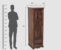 Sweden Sheesham Wood Single Doors Wardrobe - Furniselan - Grey-Finish
