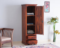Sweden Sheesham Wood Single Doors Wardrobe - Furniselan - Maple-Finish
