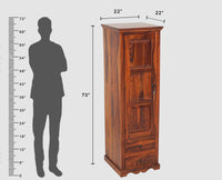 Sweden Sheesham Wood Single Doors Wardrobe - Furniselan - Maple-Finish