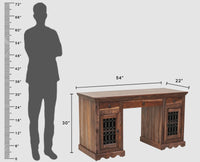 Sweden Sheesham Wood Study Laptop Table - Furniselan - Grey-Finish