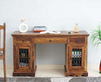 Sweden Sheesham Wood Study Laptop Table - Furniselan - Teak-Finish