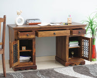 Sweden Sheesham Wood Study Laptop Table - Furniselan - Teak-Finish
