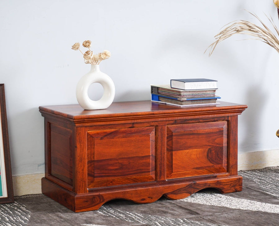 Sweden Sheesham Wood Trunk Box - Furniselan - Maple-Finish