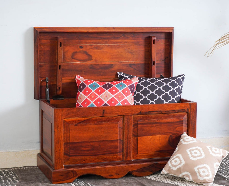 Sweden Sheesham Wood Trunk Box - Furniselan - Maple-Finish