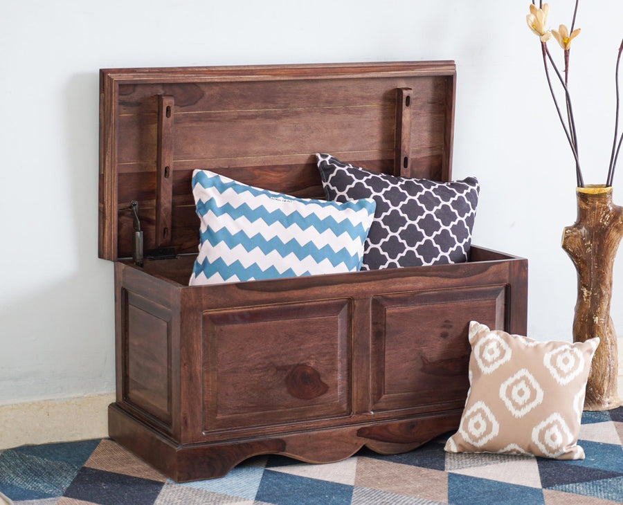 Sweden Sheesham Wood Trunk Box - Furniselan - Grey-Finish