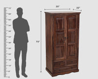 Sweden Sheesham Wood Two Doors Wardrobe - Furniselan - Grey-Finish