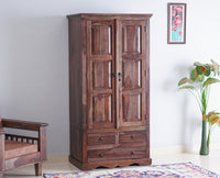 Sweden Sheesham Wood Two Doors Wardrobe - Furniselan - Grey-Finish