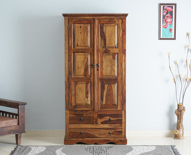 Sweden Sheesham Wood Two Doors Wardrobe - Furniselan - Teak-Finish
