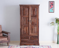 Sweden Sheesham Wood Two Doors Wardrobe - Furniselan - Grey-Finish