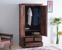 Sweden Sheesham Wood Two Doors Wardrobe - Furniselan - Grey-Finish