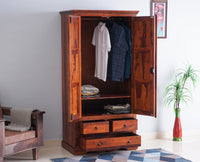 Sweden Sheesham Wood Two Doors Wardrobe - Furniselan - Maple-Finish