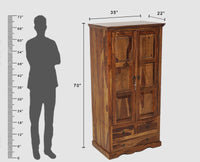 Sweden Sheesham Wood Two Doors Wardrobe - Furniselan - Teak-Finish