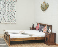 Sweden Solid Wood King Size Bed Furniselan-Teak-Finish
