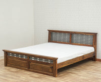 Sweden Solid Wood King Size Bed Furniselan-Teak-Finish