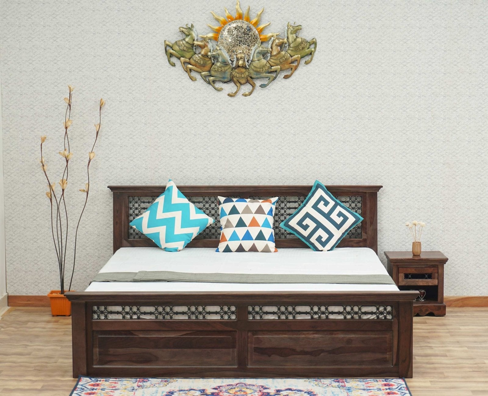 Sweden Solid Wood King Size Bed Furniselan-Grey-Finish Furniselan