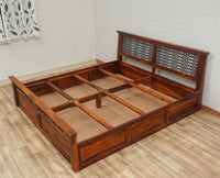Sweden Solid Wood King Size Bed with Box Storage Furniselan-Maple-Finish