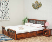 Sweden Solid Wood King Size Bed with Box Storage Furniselan-Maple-Finish