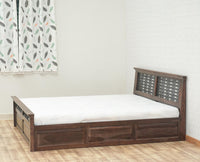 Sweden Solid Wood King Size Bed with Box Storage Furniselan-Grey-Finish