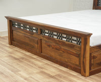 Sweden Solid Wood King Size Bed with Box Storage Furniselan-Teak-Finish